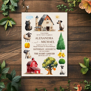 Invitation Pays Élégant Chic tendance Mariage de ferme