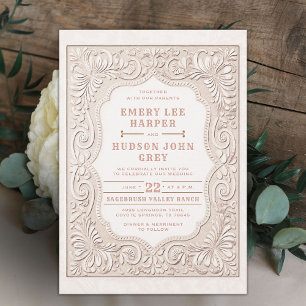 Invitation Pays en cuir Rose occidental Cowboy Mariage