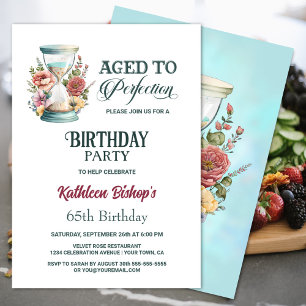 Invitation Pays Floral Horglass fête d'anniversaire
