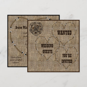 Invitation Pays Hessian Burlap Mariage