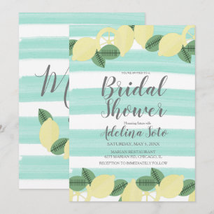 Invitation Pays Lemon Boho Aquarelle Rayure Enterrement de Vi