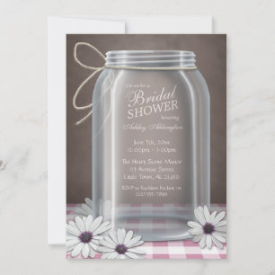 Invitation Pays Mason Jar Rose En vichy Fête des mariées