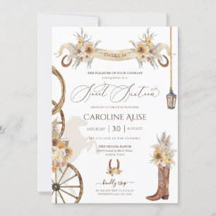 Invitation Pays Ranch rustique Western Sweet 16 Anniversaire