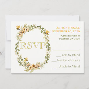 Invitation Pays Réponse de Mariage Floral Bumble Bee
