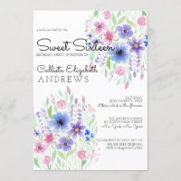 Pays Rose violet d'aquarelle florale douce 16