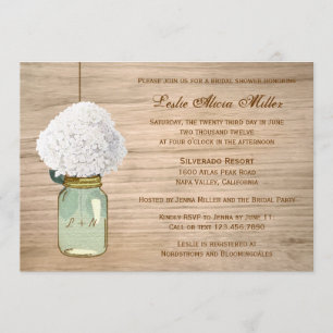 Invitation Pays Russe Mason Jar Hydrangea Fête des mariées