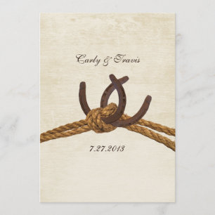 Invitation Pays Rustic Horseshoe Mariage