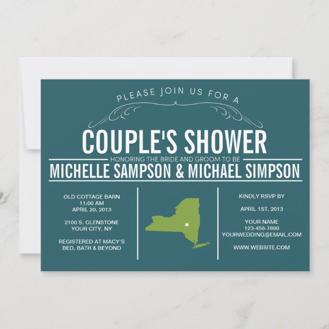 Invitation Pays Rustic State Couple's Shower (Devant)