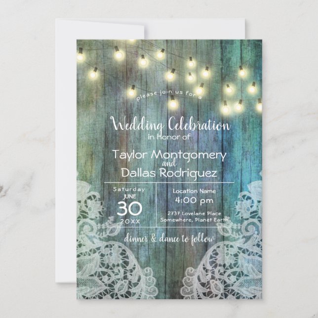 Invitation Pays rustique | Bois Vintage | BROWN (Devant)