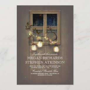 Invitation Pays rustique  Mariage de automne Mason Jar Lights