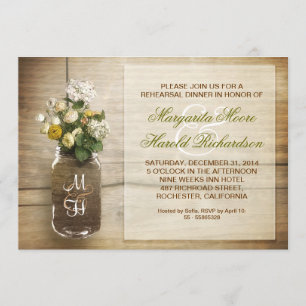 Invitation pays rustique mason jar répétition dîner invitatio