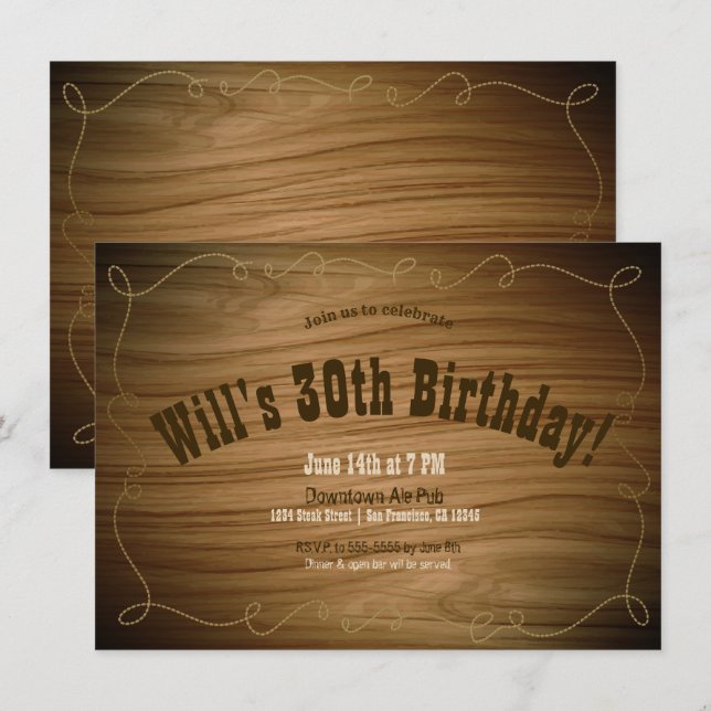 Invitation Pays Rustique Western Cowboy fête d'anniversaire (Devant / Derrière)