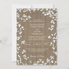 Invitation Pays rustique Wooden Baby's Breath Flower Wreath