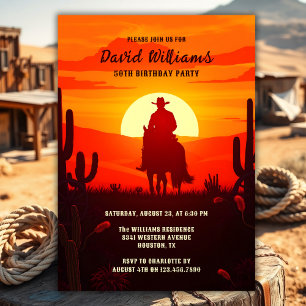 Invitation Pays Thème Western Cowboy 50e anniversaire fête