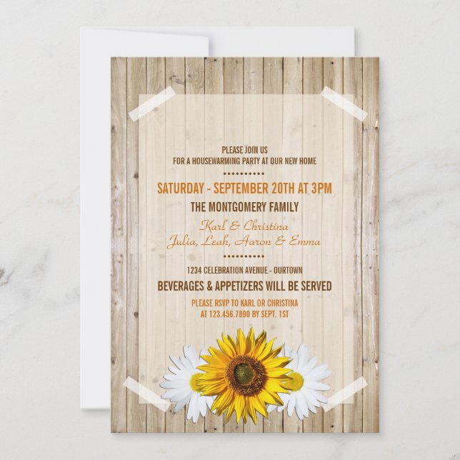 Invitation Pays Tournesol Fête de réchauffement domestique In (Devant)