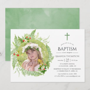 Invitation Pays verdure Baptême ou baptême