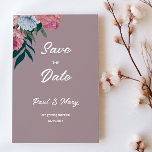Invitation Pays vert foncé rose violet flore Enregistrer la d
