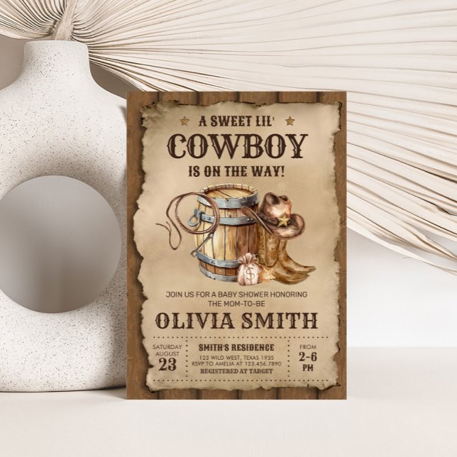 Invitation Pays Western Cowboy Baby shower (Western Country Cowboy Baby Shower Invitation)