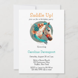 Invitation Pays Western Horse Saddup fête d'anniversaire