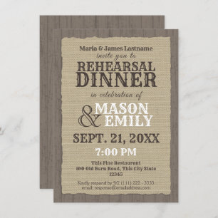 Invitation Pays Western Rustic Rehearer Dîner