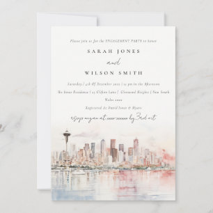 Invitation Paysage à l'aquarelle de Seattle, Washington pour
