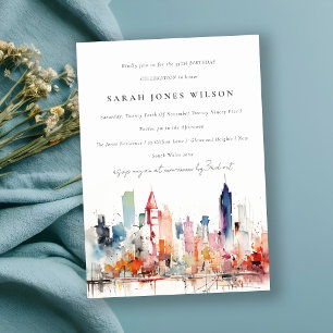 Invitation Paysage à l'aquarelle pour anniversaire à Chicago