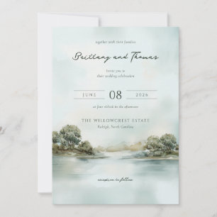 Invitation Paysage aquarelle bleu tranquille