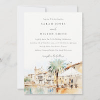 Paysage aquarelle de mariage à Majorque en Espagne