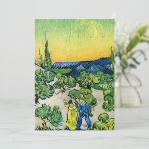 Invitation Paysage avec couple en promenade de Vincent van Go