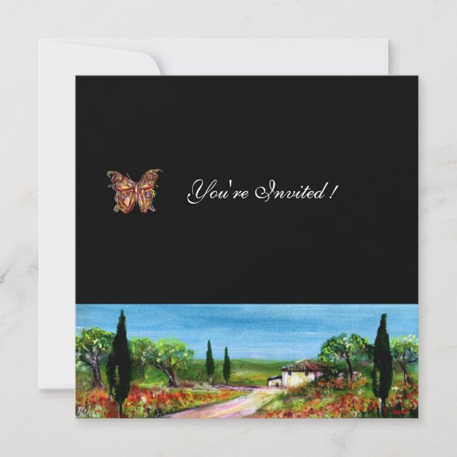 Invitation PAYSAGE DE LA TOSCANE 4,jaune vert noir (Devant)