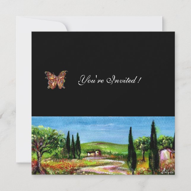 Invitation PAYSAGE DE LA TOSCANE 5,jaune vert noir (Devant)