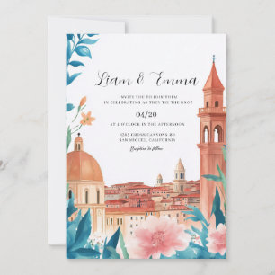 Invitation Paysage de la ville arcadienne de Bologne Mariage