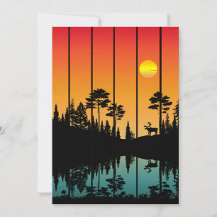 Invitation Paysage de lever de soleil en forêt au coucher du