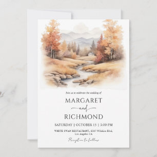 Invitation Paysage de mariage de rivière de forêt de montagne