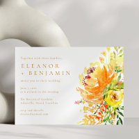 Paysage de mariage floral aquarelle jaune orange