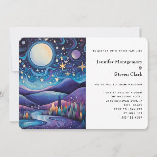 Invitation Paysage de mariage lunatique de nuit sous la grand