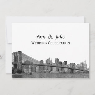 Invitation Paysage de NYC Pont Bklyn Gravé #2H Mariage