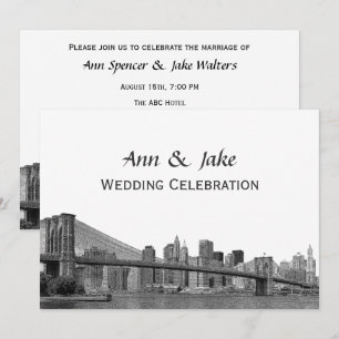 Invitation Paysage de NYC Pont Bklyn Gravé #2SQH Mariage