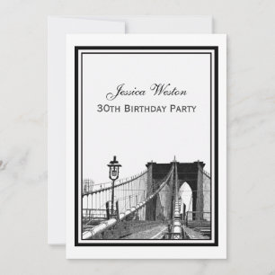 Invitation Paysage de NYC Pont de Brooklyn #2 Fête d'annivers