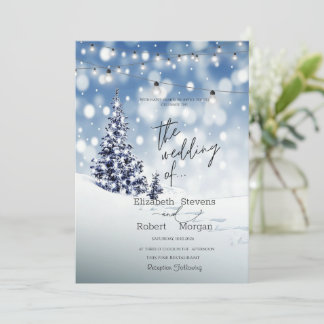 Invitation Paysage de pin en hiver Mariage sous la neige