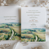 Paysage de rêve toscan Mariage aquarelle paysage