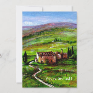 INVITATION PAYSAGE DE TOSCANE AVEC COLLINES VERTES