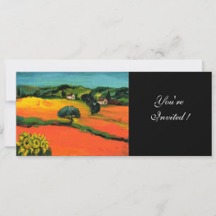 Invitation PAYSAGE DE TOSCANE , bleu vert jaune orange