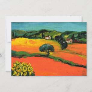 Invitation PAYSAGE DE TOSCANE, bleu vert jaune orange