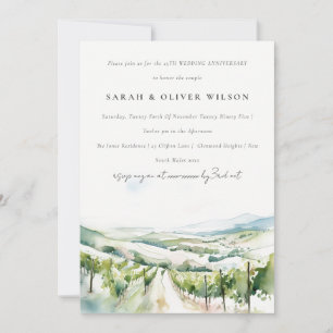 Invitation Paysage de vignoble à l'aquarelle pour anniversair