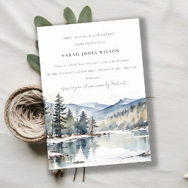 Invitation Paysage du lac de la neige d'hiver Anniversaire