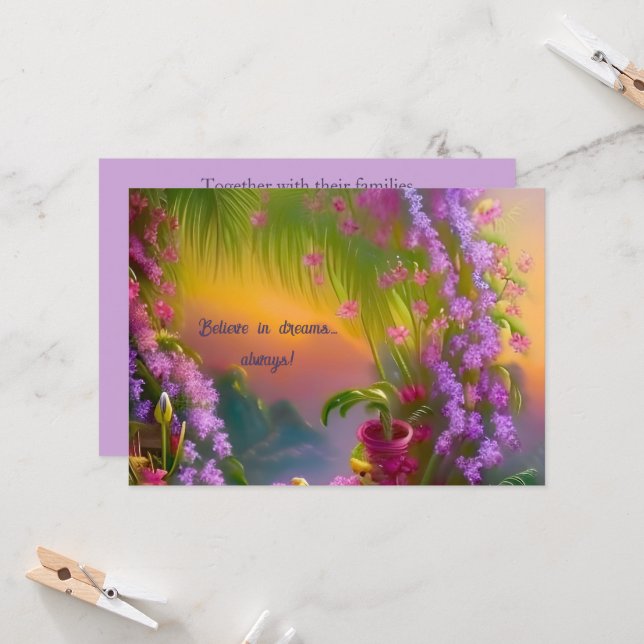 Invitation Paysage fantastique, tropical et rêveur -  (Devant/Arrière en situation)
