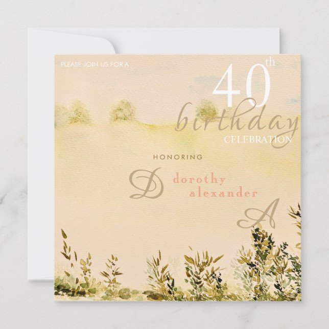 Invitation Paysage floral de la prairie moderne Anniversaire (Devant)