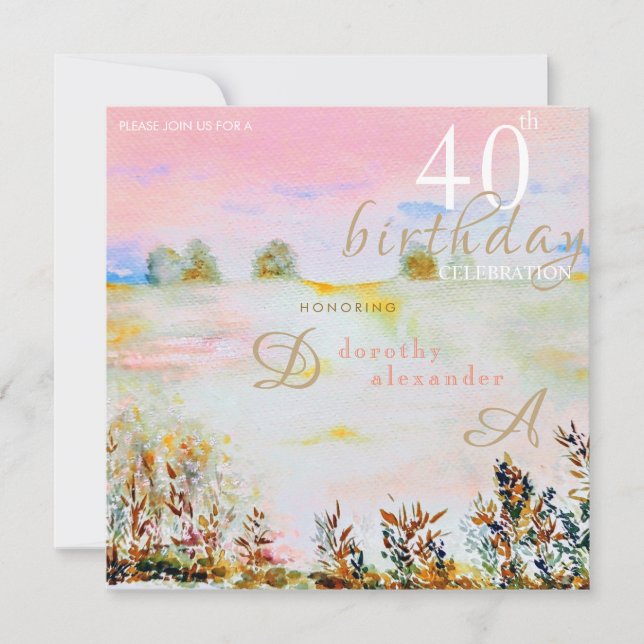 Invitation Paysage floral de prairie moderne Anniversaire (Devant)