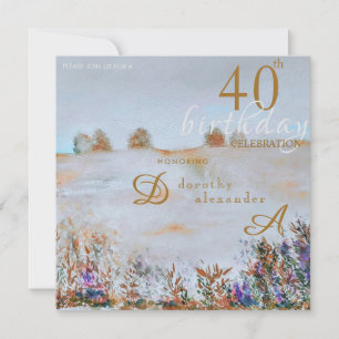 Invitation Paysage Floral de Prairie Moderne pour Anniversair